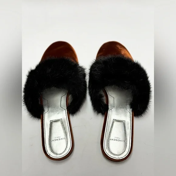 Givenchy Bedford Velvet Mule w/ Mink Fur Strap